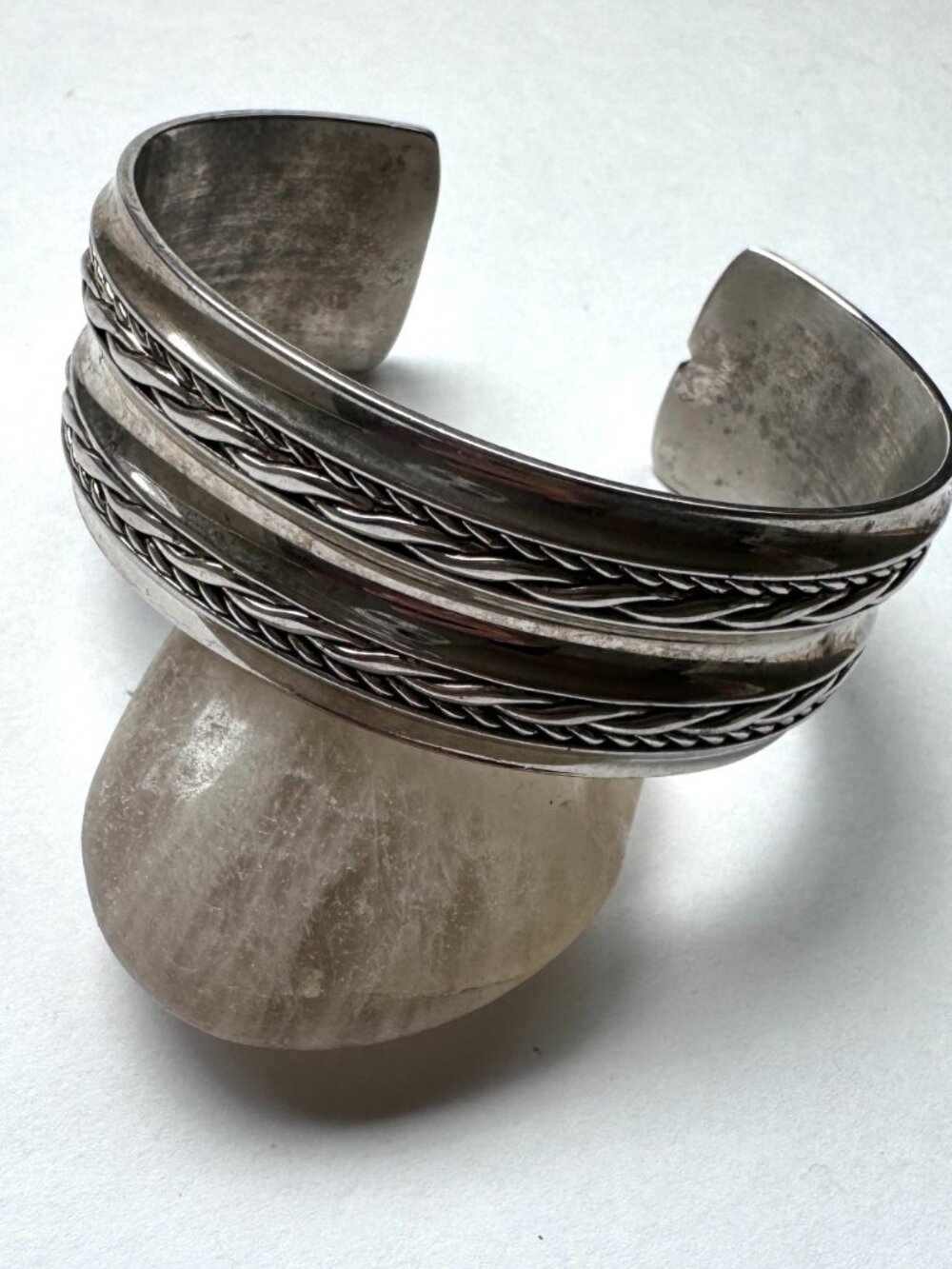 Silver Cuff Bracelet Dual Rope Heavy Strong Simple Classic Unisex